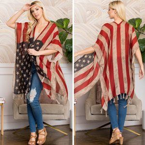 DONATING SOON! 🇺🇸 American Flag Kimono / Swim Cover-Up